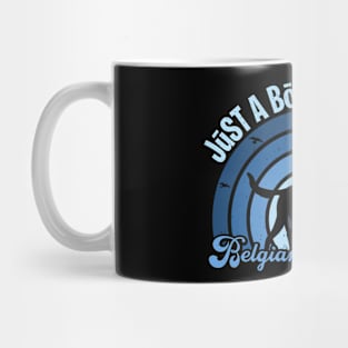 Funy Quote Just A Boy Who Loves A Belgian Malinoi Blue 80s Retro Vintage Sunset Gift Idea Mug